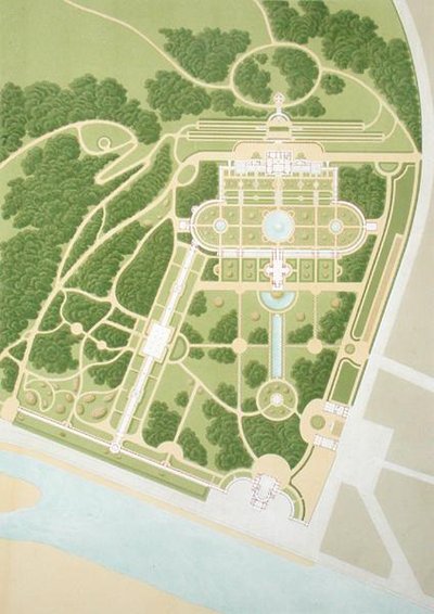 Mappa della casa e dei giardini del Re Guglielmo di Wurtemberg, pubblicata nel 1860 da German School