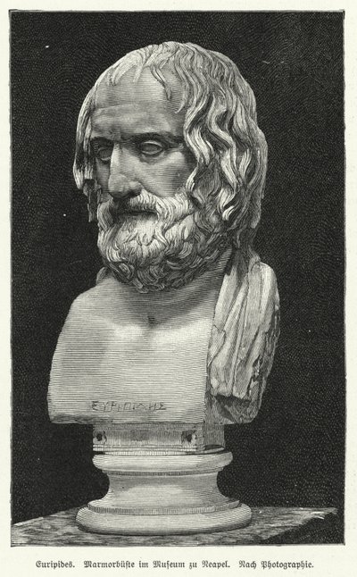 Busto in marmo di Euripide, drammaturgo greco antico da German School