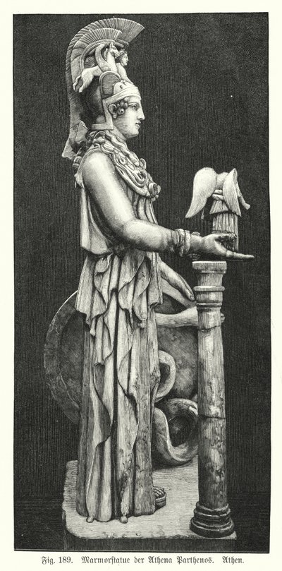 Statua di marmo della dea greca antica Atena, dal Partenone, Atene da German School