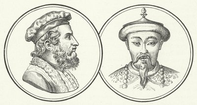 Marco Polo e Kublai Khan (incisione) da German School