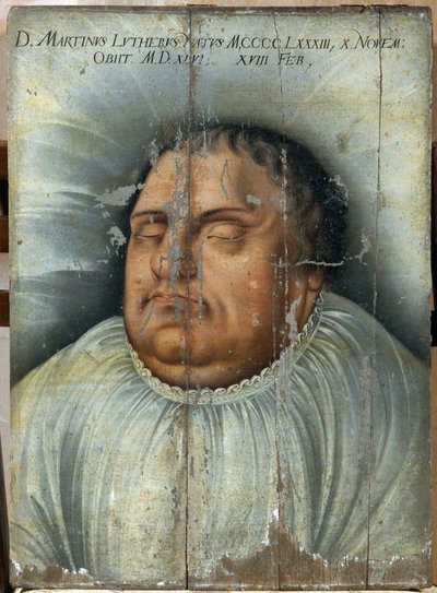 Martin Lutero (1483-1546) sul letto di morte da German School