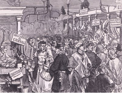 Mercato della carne a Parigi, Cassells History of the War between France and Germany pubblicata da Cassell and Company Limited, c.1890 da German School