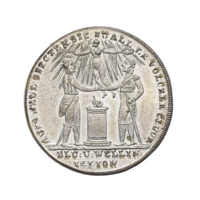 Medaglia commemorativa di Wellington e Blücher a Waterloo da German School