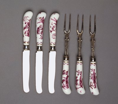 Manici di coltello e forchetta di Meissen, c.1735 da German School