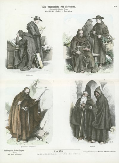 Costumi maschili degli ordini religiosi cristiani da German School