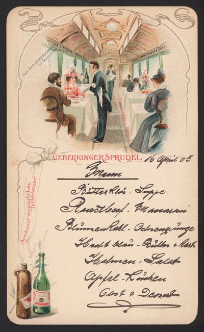 Carta del menu che pubblicizza l