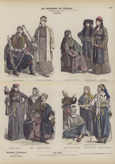Costumi del Medio Oriente (incisione colorata) da German School