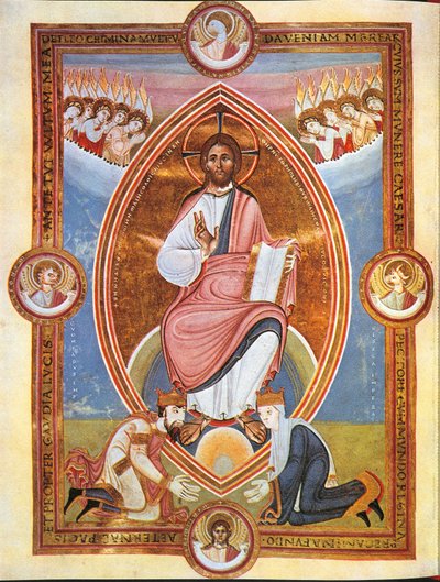 Miniatura che raffigura Cristo benedicente in un