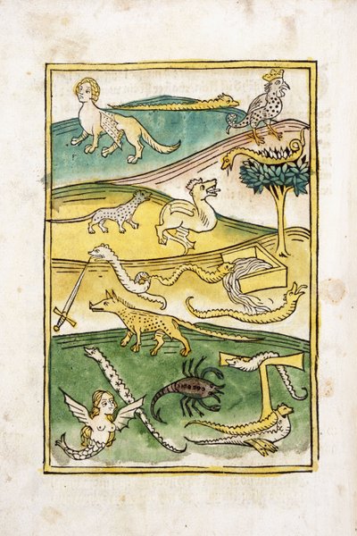 Mostri e serpenti in un paesaggio da German School