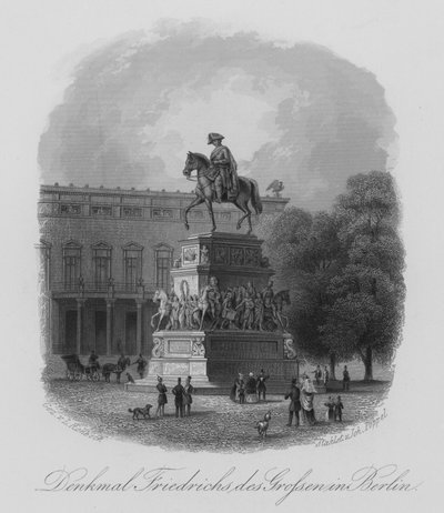 Monumento a Federico il Grande, Berlino (incisione su acciaio) da German School