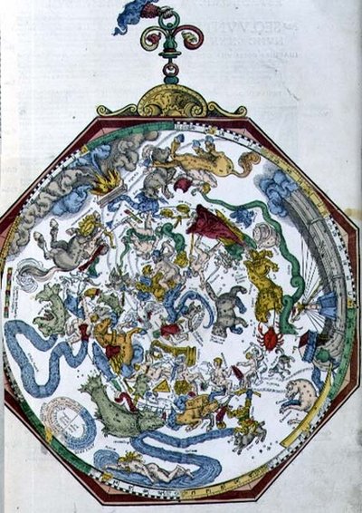 Le posizioni delle costellazioni nei cieli del nord, illustrazione da 