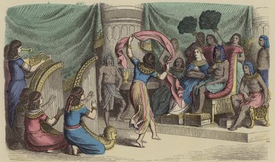 Musicisti e danzatori che si esibiscono davanti al Faraone nell