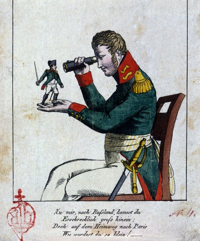 Napoleone I: la campagna di Russia A casa, in Russia, sei diventato terribilmente grande, ma tornando a Parigi, sei diventato piccolo! (per di più, fa rima!!!) Bacio. Caricatura tedesca del XIX secolo da German School