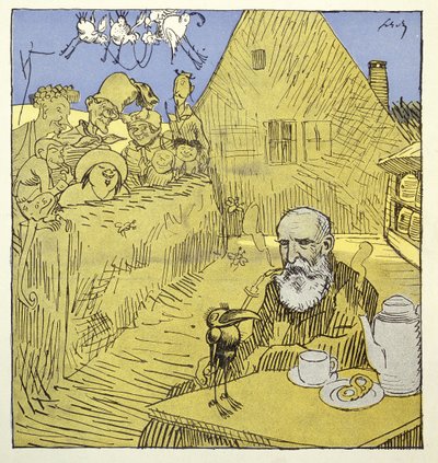Ritratto necrologico di Wilhelm Busch (1832-1908) dalla rivista Simplicissimus nel gennaio 1908 da German School
