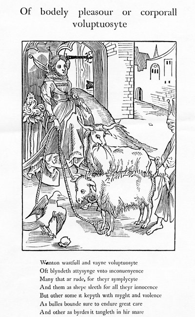 Di piacere corporale, illustrazione dalla traduzione inglese di Alexander Barclay di 