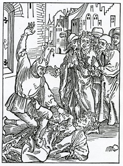 Di rottura e ferimento di amicizia e amicizia, illustrazione dalla traduzione inglese di Alexander Barclay di 