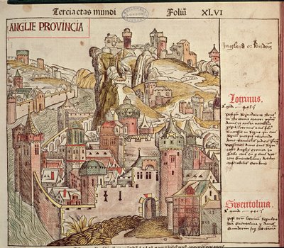 Vecchia Londra, dalla Cronaca di Norimberga di Hartmann Schedel, 1493 da German School