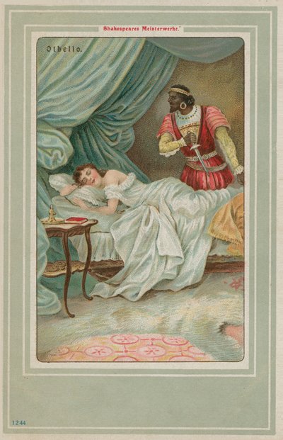 Otello si avvicina alla dormiente Desdemona da German School