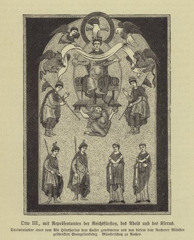 Ottone III, Sacro Romano Imperatore, con rappresentanti dei principi, della nobiltà e del clero da German School