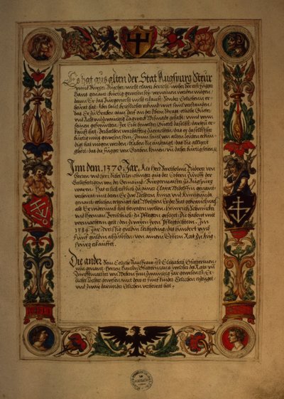 Pagina dal Geheim Ehrenbuch des Fuggerschen Geschlechts da German School