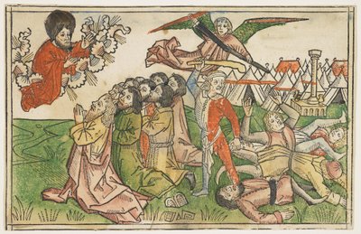Il popolo di Israele punito per aver adorato falsi dei, 1478 circa, dalla Bibbia di Koberger, Norimberga, 1483 da German School