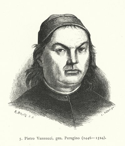 Pietro Perugino, artista del Rinascimento italiano (incisione) da German School