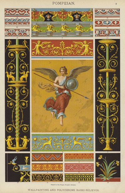 Pompeiano, pittura murale e bassorilievi policromi da German School