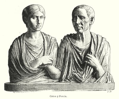 Porcia e Catone, lapide romana antica da German School