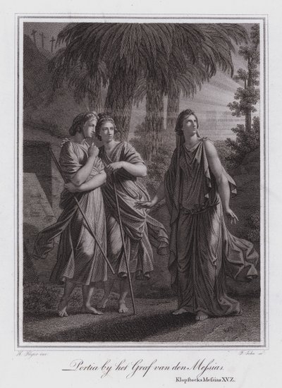 Portia alla tomba di Cristo (incisione) da German School