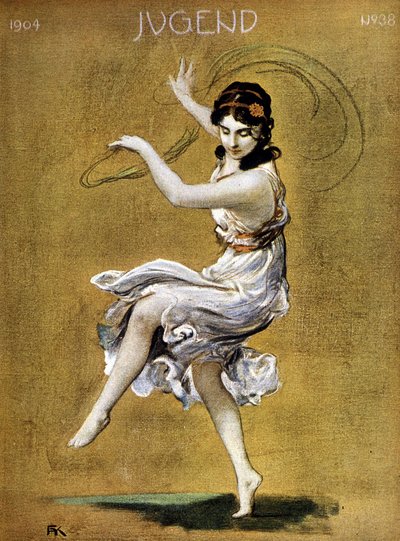 Ritratto di Isadora Duncan danzante (danzatrice americana di origine irlandese) da German School