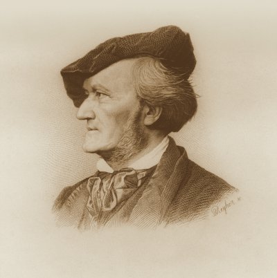Ritratto di Richard Wagner (1813-83) compositore tedesco, inciso da Robert Reyher (1838-77) da German School