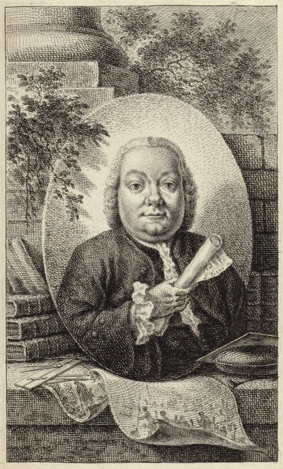 Ritratto di un uomo corpulento in abiti del XVIII secolo da German School