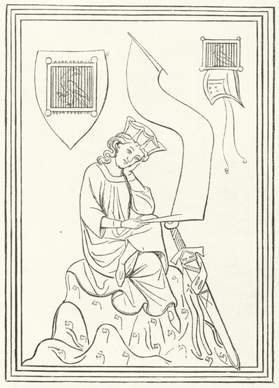 Ritratto del poeta lirico medio alto tedesco Walther von der Vogelweide dal Codex Manesse (incisione) da German School