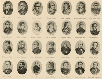 Ritratti di famosi tedeschi da Ritter vom Deutschen Geiste (litografia) da German School