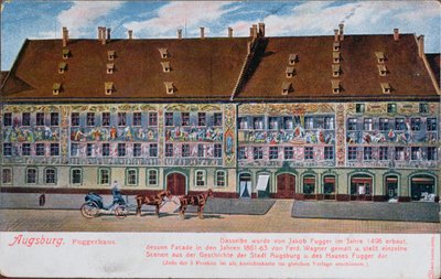 Cartolina raffigurante il Fuggerhaus, Augusta da German School