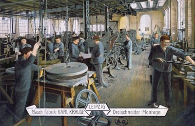 Cartolina che raffigura la fabbrica Karl Krause a Lipsia, c.1905 da German School