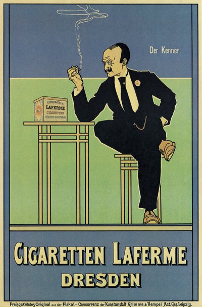 Poster pubblicitario delle sigarette Laferme da German School