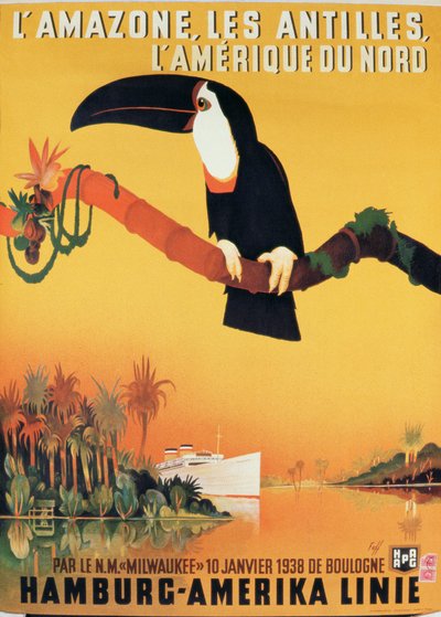 Poster pubblicitario della Hamburg-Amerika Linie da German School