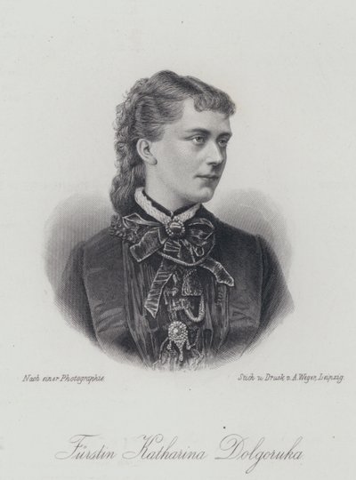 Principessa Caterina Dolgorukova, amante e poi moglie morganatica dello Zar Alessandro II di Russia (incisione) da German School