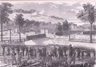 Ridotto prussiano che comanda il ponte di Sevres, Cassells History of the War between France and Germany pubblicato da Cassell and Company Limited, c.1890 (litografia) da German School