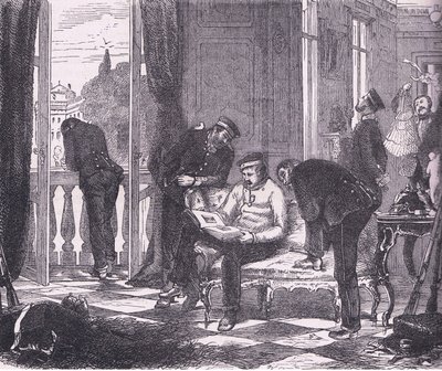 Prussiani in occupazione di una villa vicino a Parigi, Cassells History of the War between France and Germany pubblicata da Cassell and Company Limited, c.1890 da German School