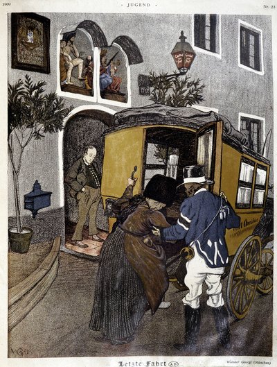 Trasporto pubblico: persona su un omnibus - in "Jugend" da German School