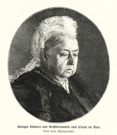 La regina Vittoria in età avanzata (incisione) da German School