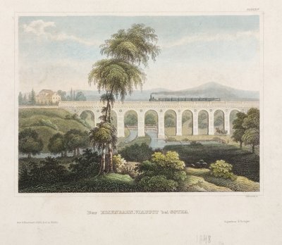 Viadotto ferroviario a Gotha, inciso da B. Metzeroth, 1848 da German School