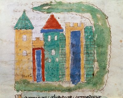 Rappresentazione di una Città Miniatura dal manoscritto "De Universo" (o De rerum naturis) di Rabanus Maurus Magnentius da German School