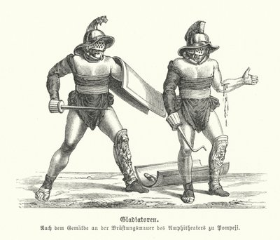 Gladiatori romani (incisione) da German School