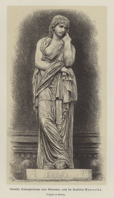 Statua trionfale romana di una donna germanica da German School