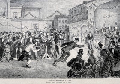 Gara di pattinaggio a roulette a Berlino nel 1878 da German School