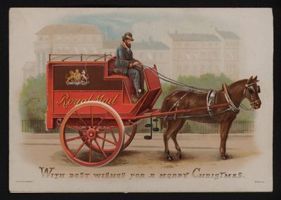 Furgone della Royal Mail, cartolina di auguri di Natale, fine XIX o inizio XX secolo da German School