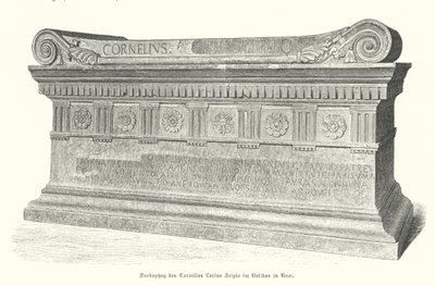 Sarcofago del soldato romano e console Lucio Cornelio Scipione Barbato in Vaticano, Roma (incisione) da German School